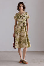 Botanical Wrap Midi Dress