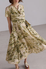Botanical Wrap Midi Dress