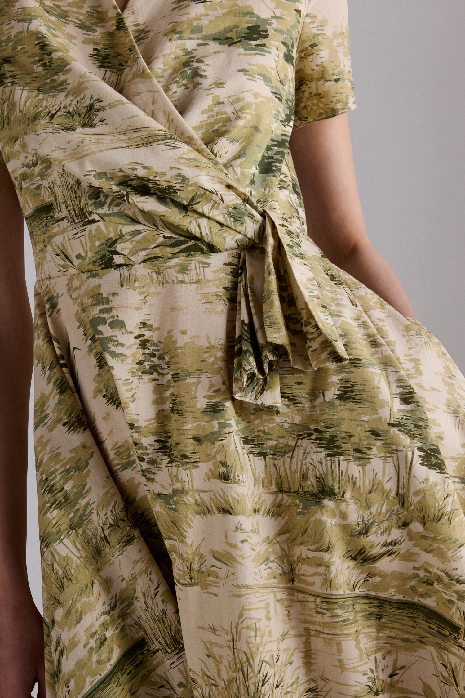 Botanical Wrap Midi Dress
