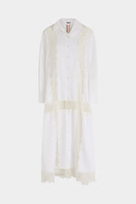 White Chemisier Dress with Lace Panel
