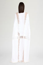 White Chemisier Dress with Lace Panel