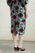 Abito midi jacquard rosa goffrato
