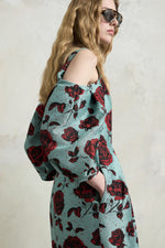 Abito midi jacquard rosa goffrato