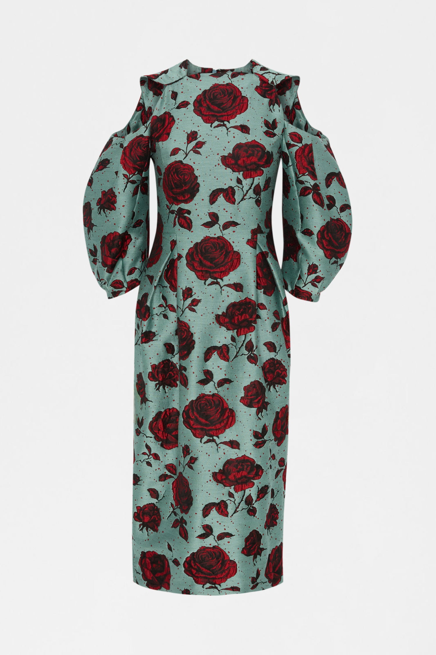 Abito midi jacquard rosa goffrato