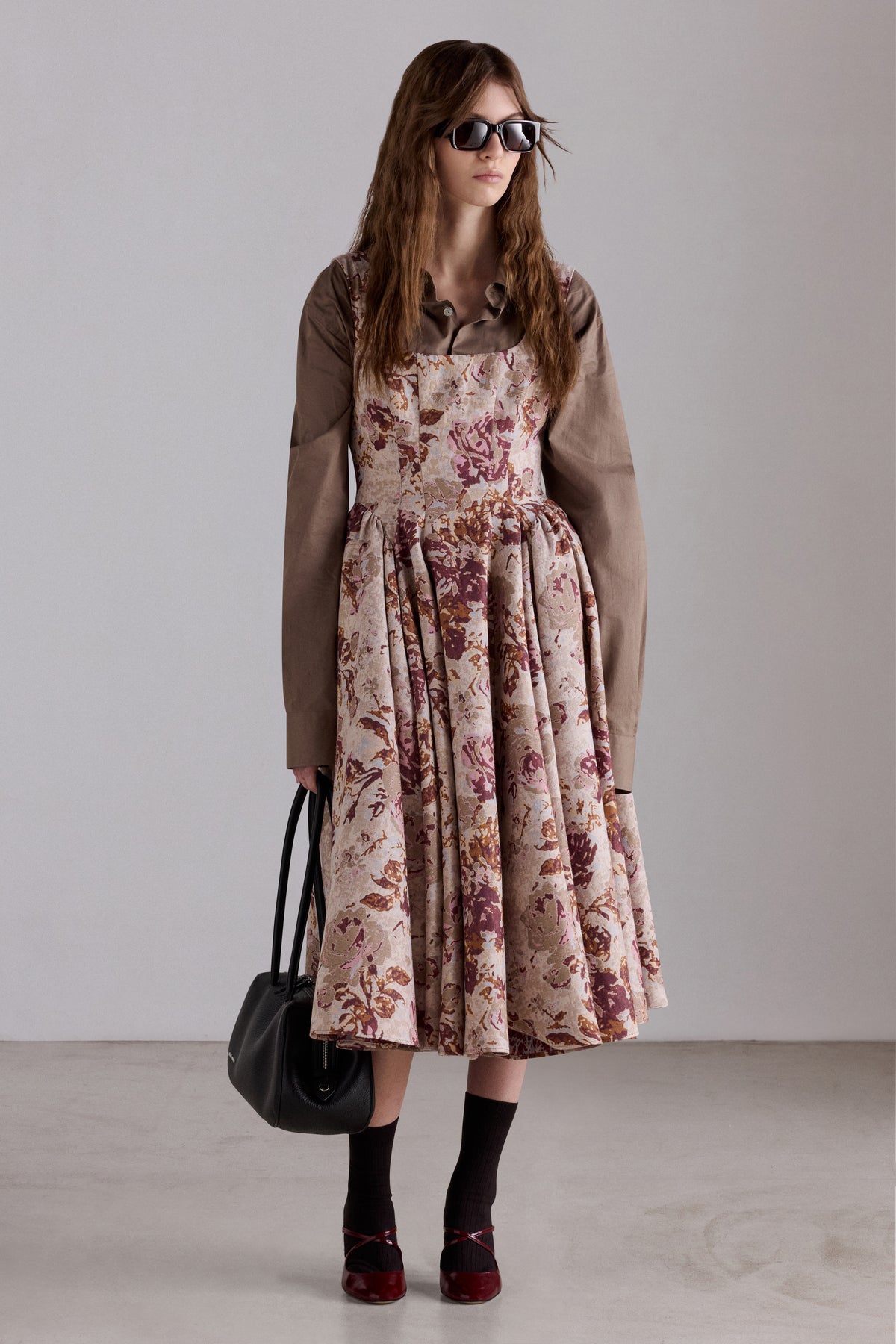 Abito Midi in Jacquard di Rose