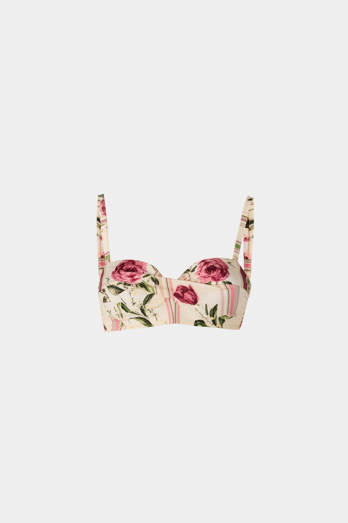 Top Bikini a Fascia con Motivo Floreale