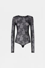Black Lace Bodysuit with Long Sleeves