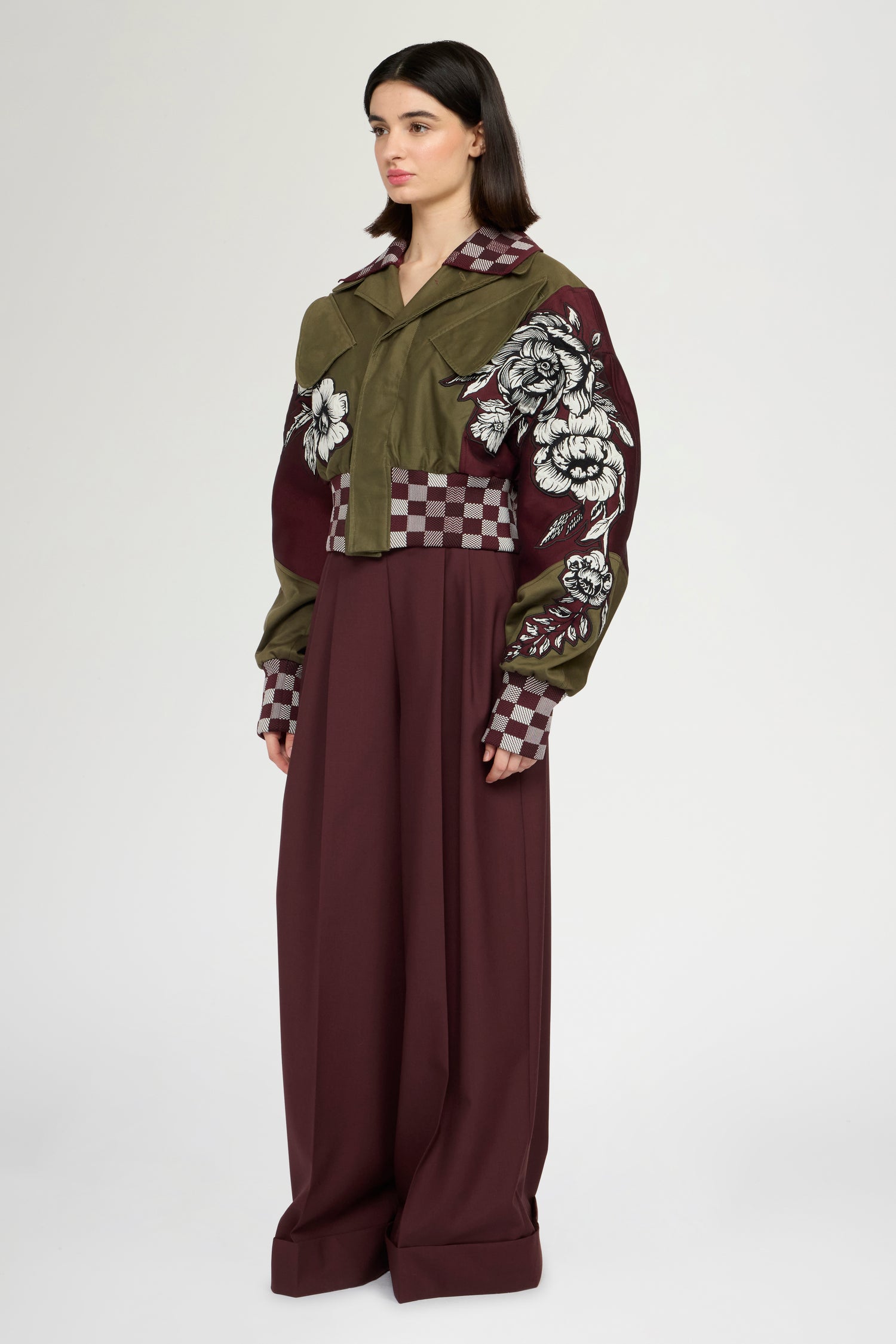 Parka Bomber with Floral Jacquard Details