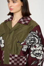 Parka Bomber with Floral Jacquard Details