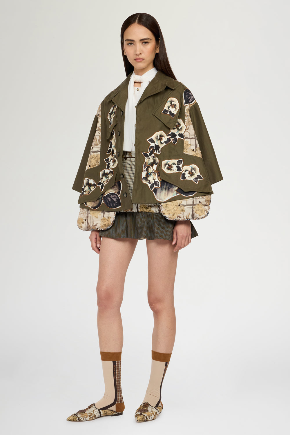 Parka Svasato con Patchwork Floreale