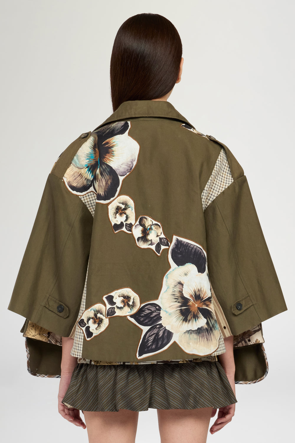 Parka Svasato con Patchwork Floreale