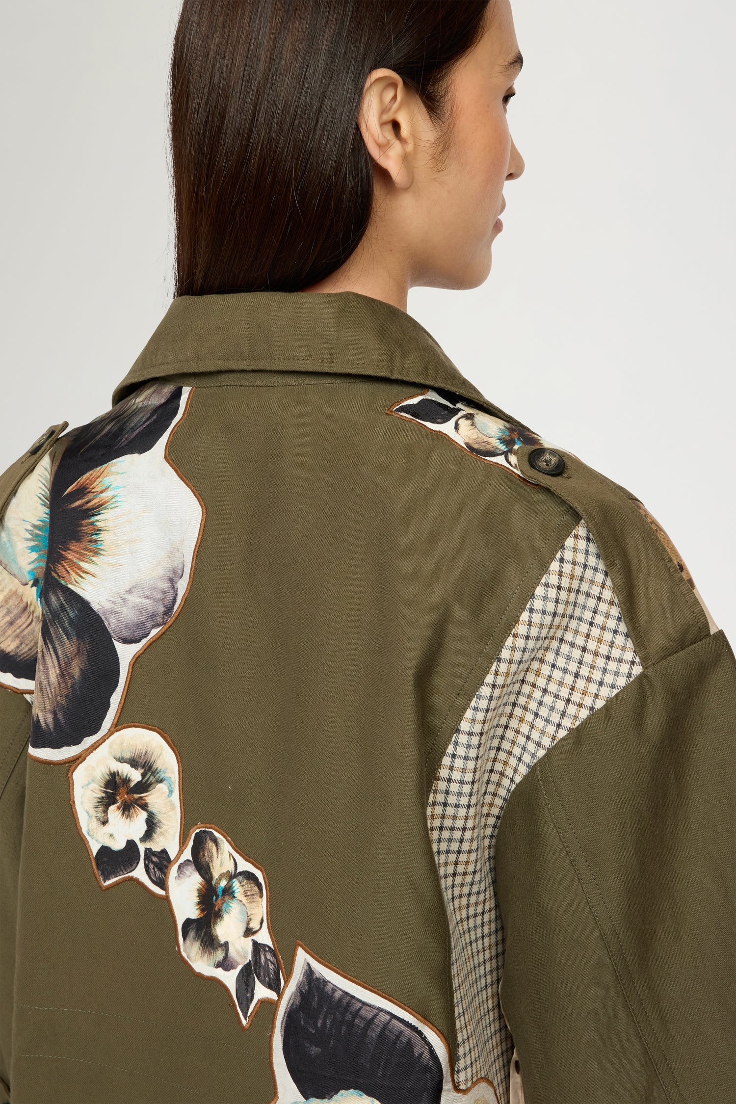 Parka Svasato con Patchwork Floreale