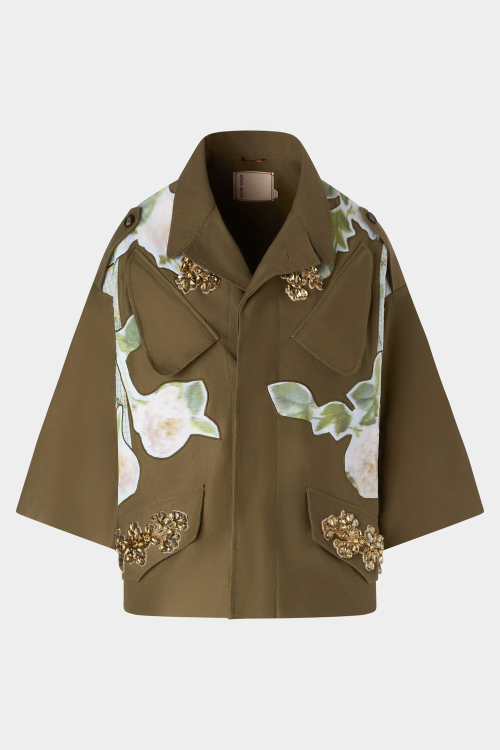 Parka Svasato con Patchwork e Fiori