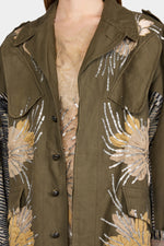Parka con Motivo Floreale di Paillettes