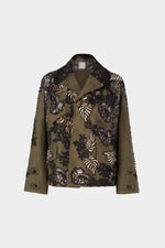 Parka with Floral Black and Gold Embroidery