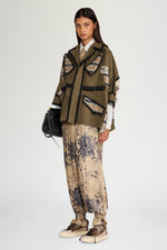 Patchwork Parka with Decorative Trim