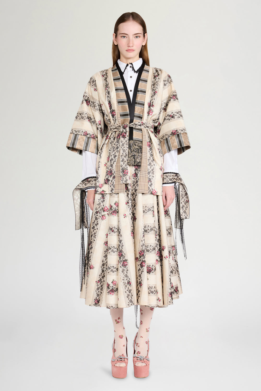 Patchwork Jacquard Moiré Kimono