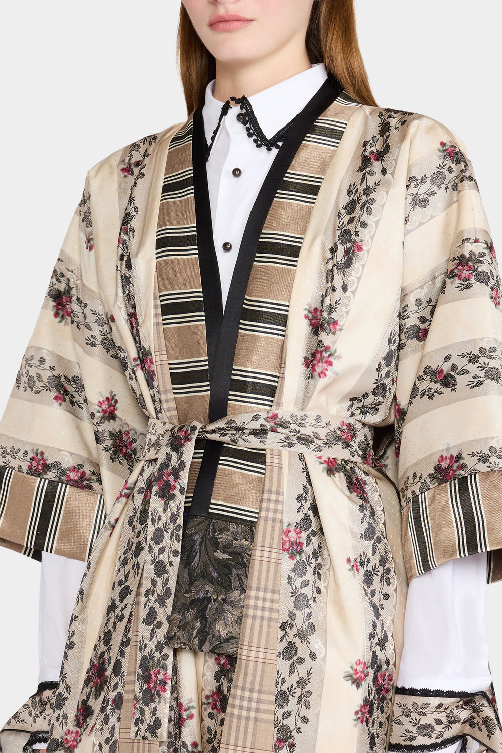 Patchwork Jacquard Moiré Kimono