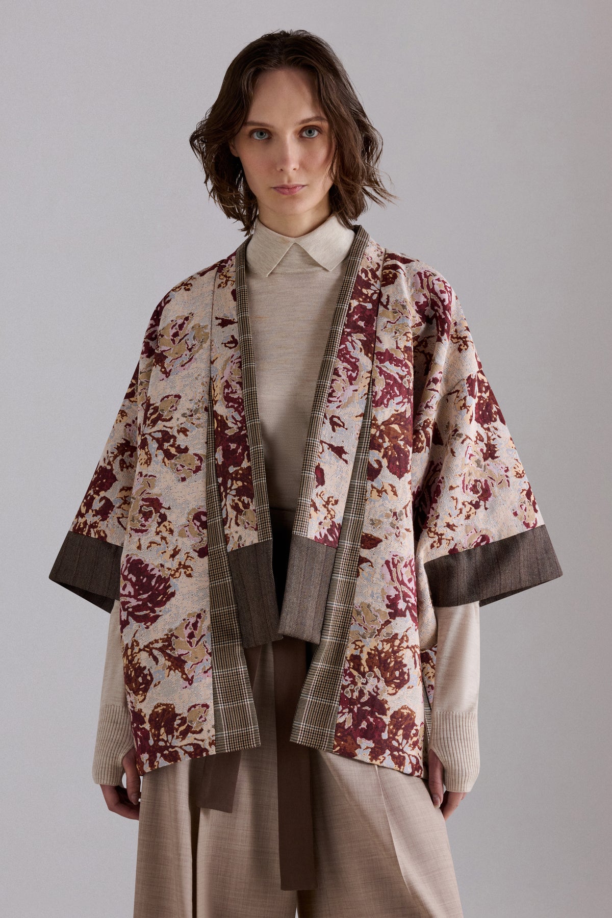 Kimono in Jacquard di Rose