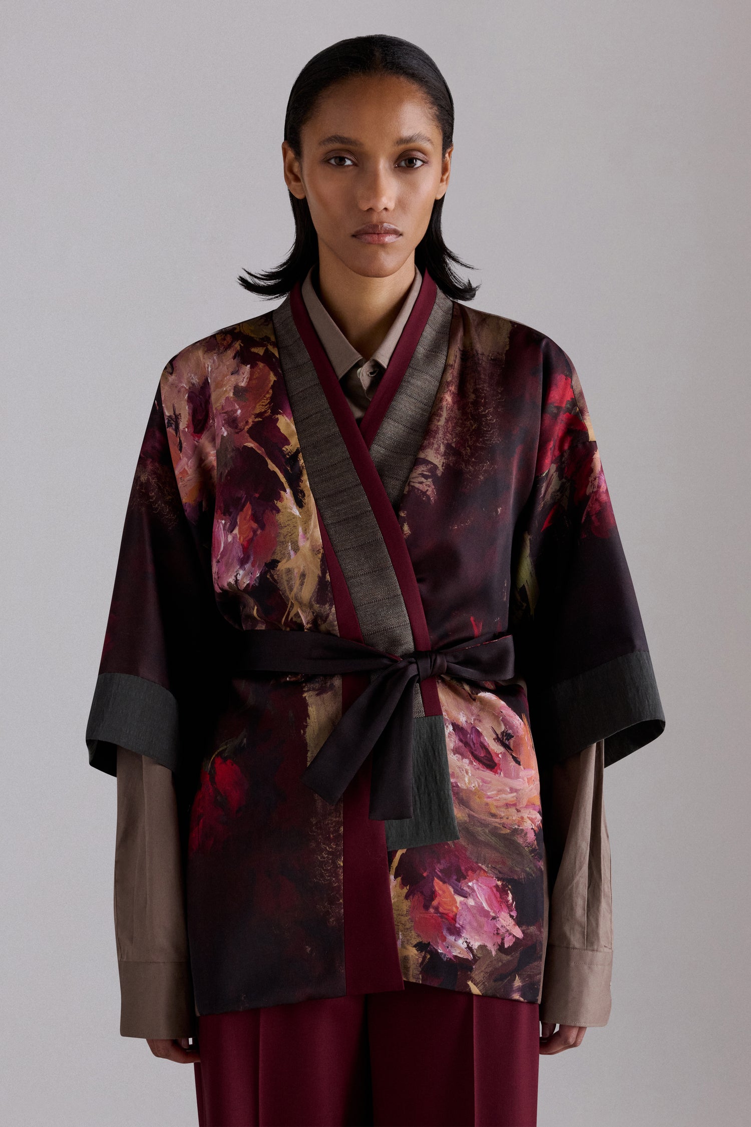 Painterly Rose Silk Kimono