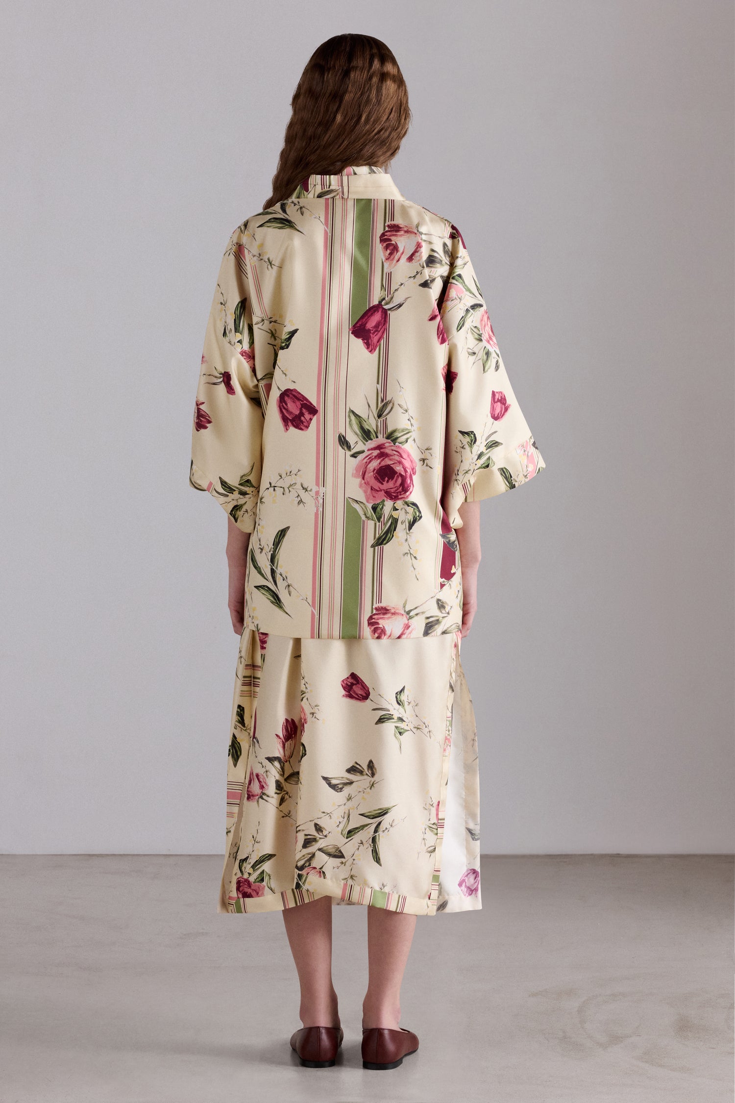 Kimono with Rose and Tulip Print