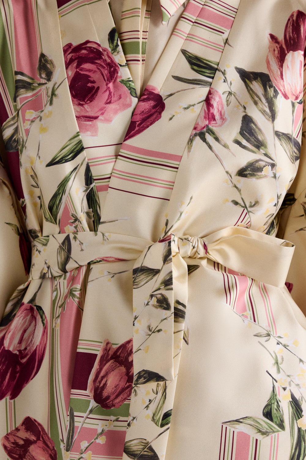 Kimono with Rose and Tulip Print