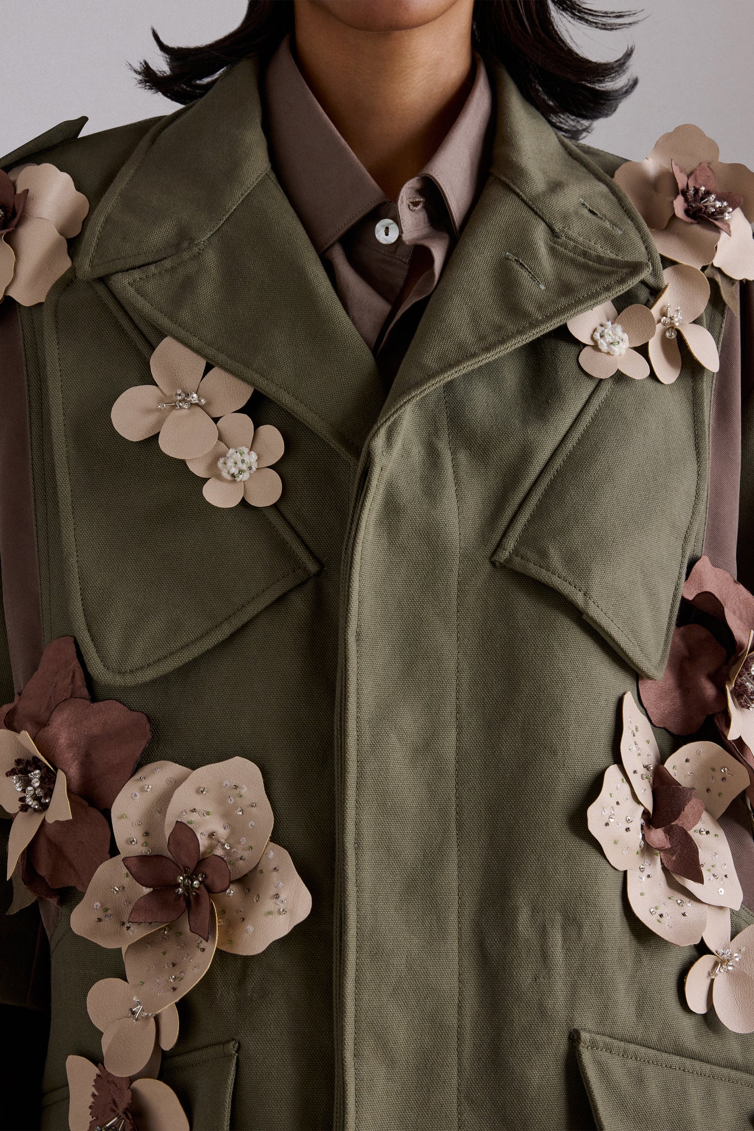 Floral Appliqué Parka