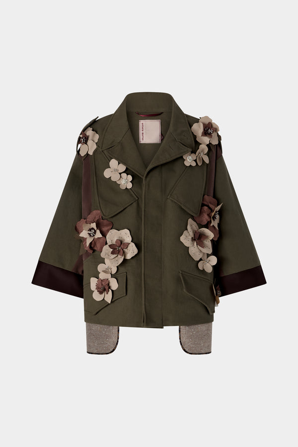 Parka con Applicazioni Floreali