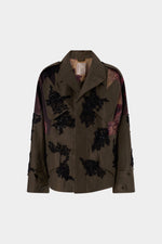 Parka con Ricamo Floreale con Dettagli in Perline