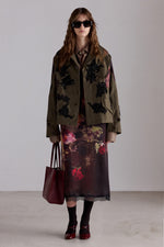 Parka con Ricamo Floreale con Dettagli in Perline
