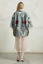 Kimono regolare con fiori ricamati