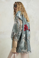 Kimono regolare con fiori ricamati