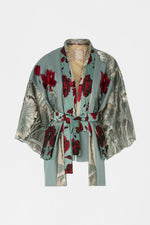 Kimono regolare con fiori ricamati