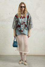 Kimono regolare con fiori ricamati
