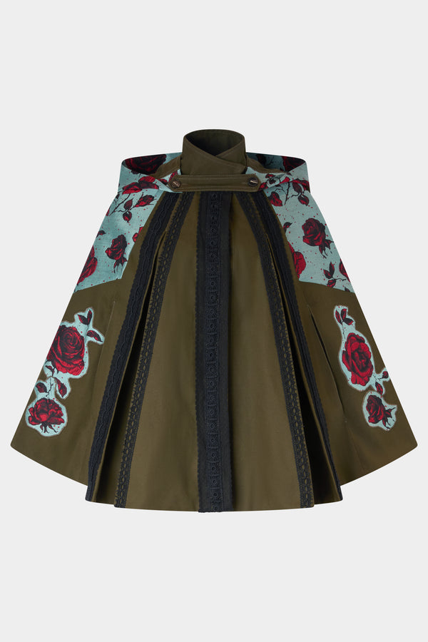 Hooded Parka with Rose Jacquard