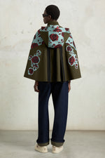 Parka con cappuccio in jacquard rosa