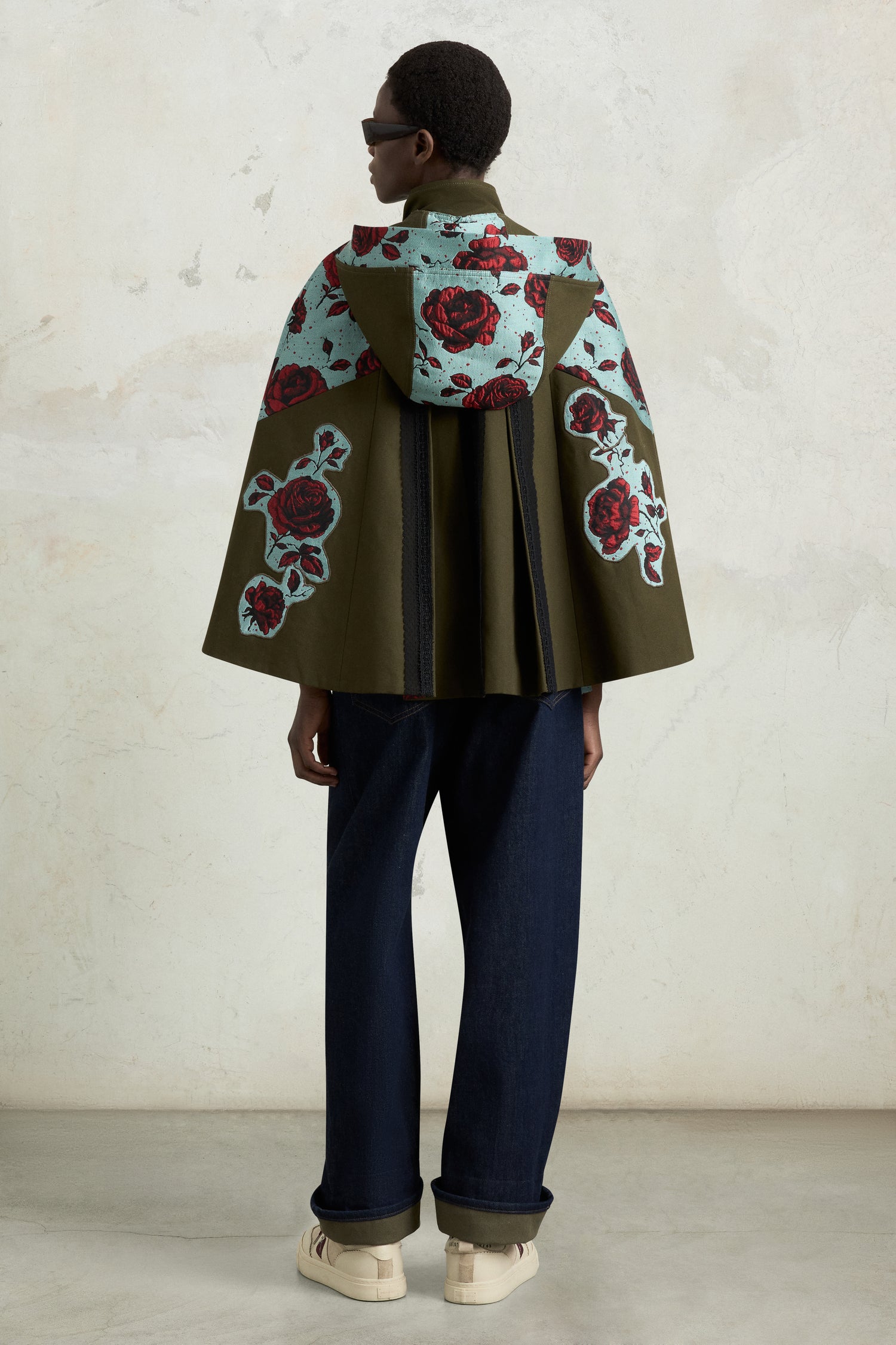 Parka con cappuccio in jacquard rosa