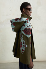 Parka con cappuccio in jacquard rosa