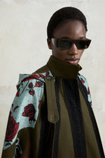 Parka con cappuccio in jacquard rosa