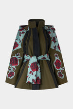 Parka con cappuccio in jacquard rosa