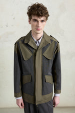 Parka con pannelli a righe
