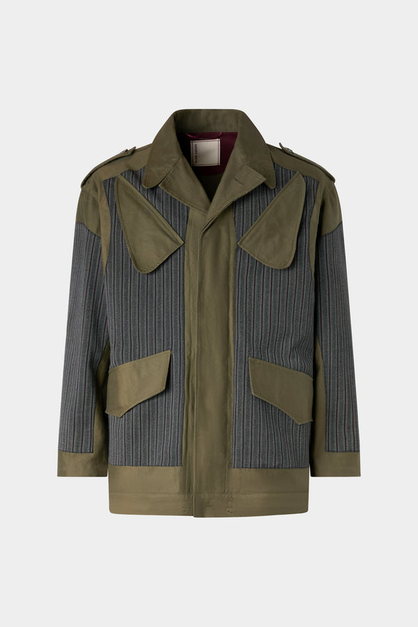 Pinstripe Panel Parka