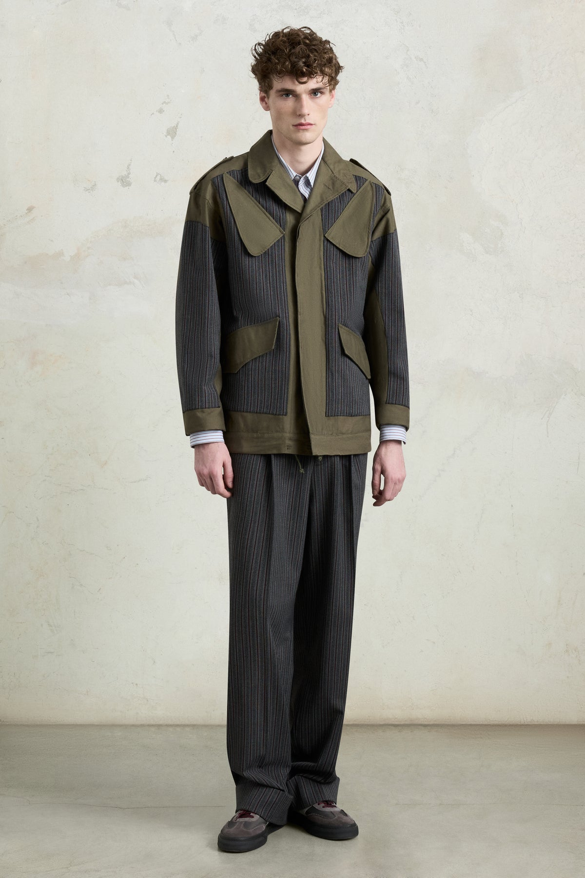 Parka con pannelli a righe