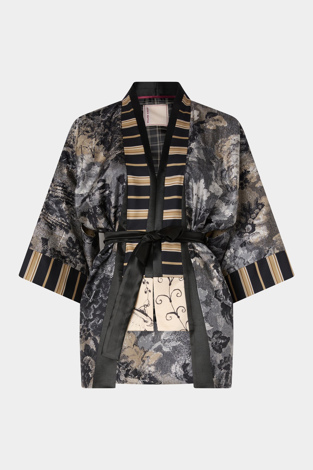 Regular Kimono with Scratched Floral Print