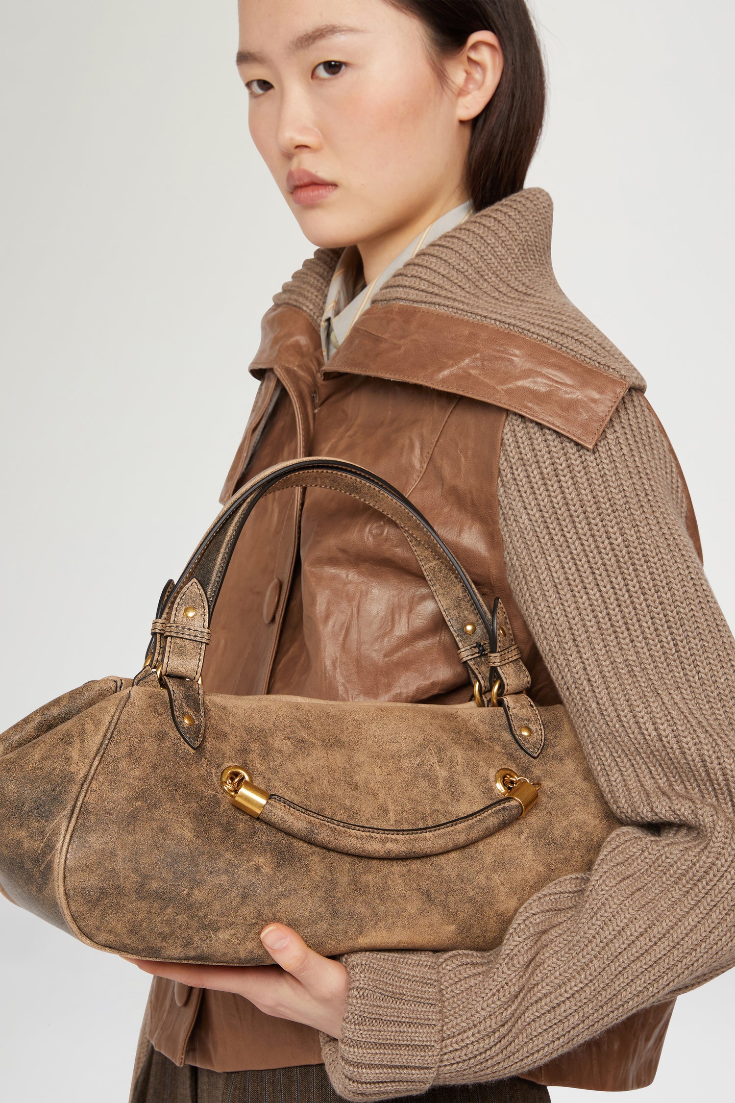 Borsa Antine Effetto Vintage Marrone