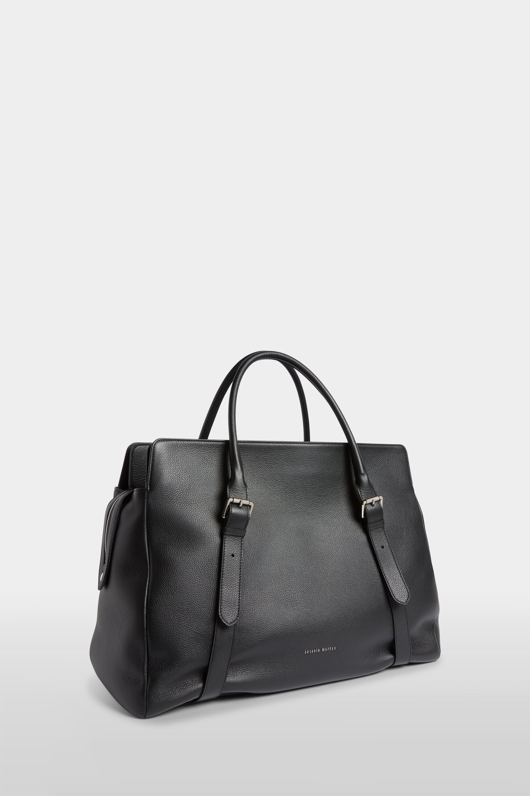 Luxury tote bag Efix in black color made of lather Antonio Marras