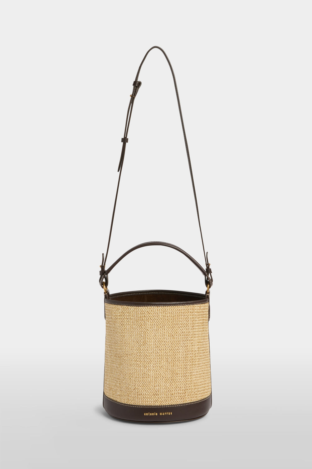 Raffia Bucket Bag in Ecrù & Brown