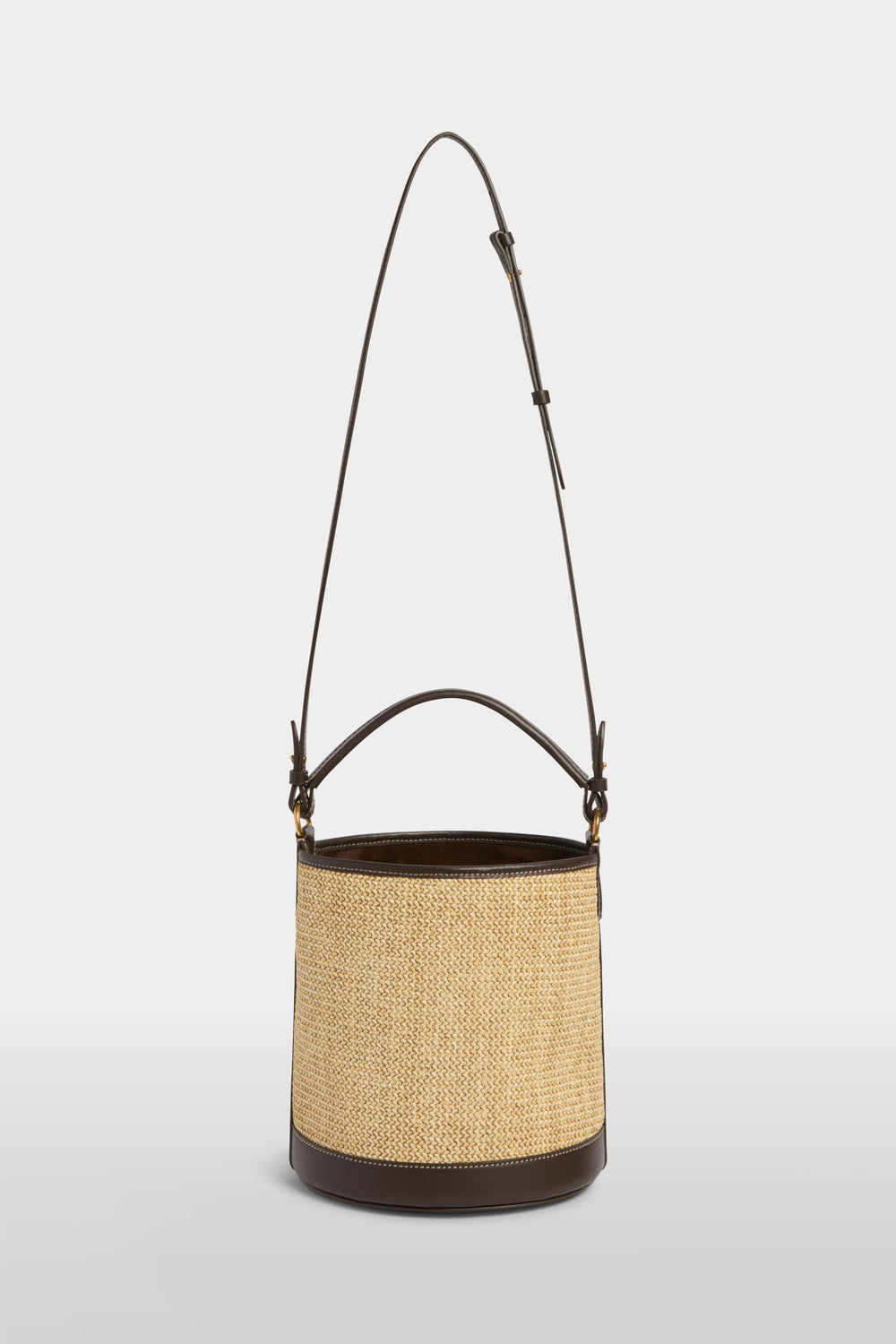 Raffia Bucket Bag in Ecrù & Brown