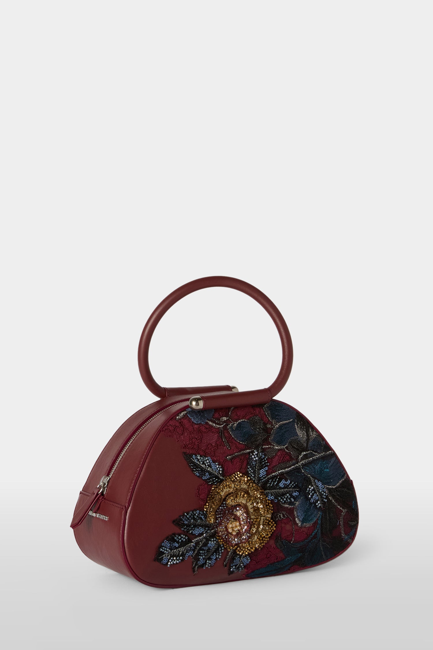 Caragol Bag Bordeaux con Ricamo Floreale