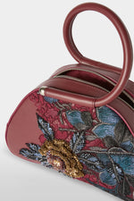 Caragol Bag Bordeaux con Ricamo Floreale